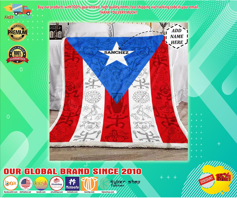 Puerto Rico Flag custom personalized name fleece blanket 2