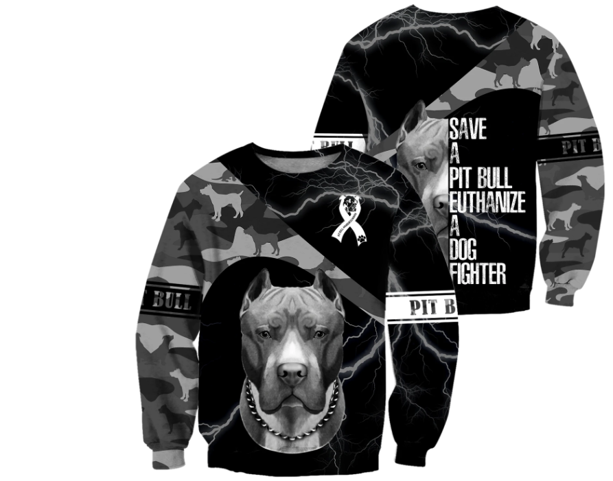 Save A Pit Bull Euthanize A Dog Fighter 3D All Over Print Hoodie3