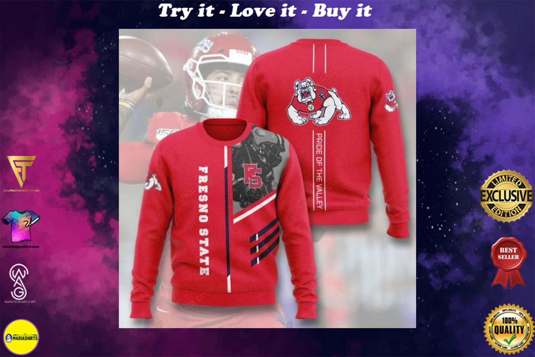 [special edition] fresno state bulldogs football pride of the valley full printing ugly sweater – maria