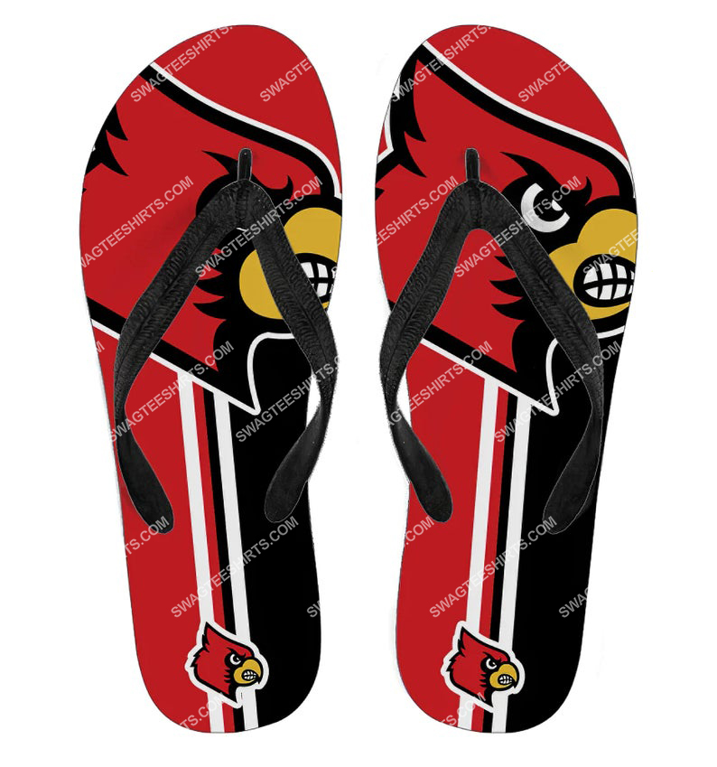 [special edition] the louisville cardinals football full printing flip flops – maria