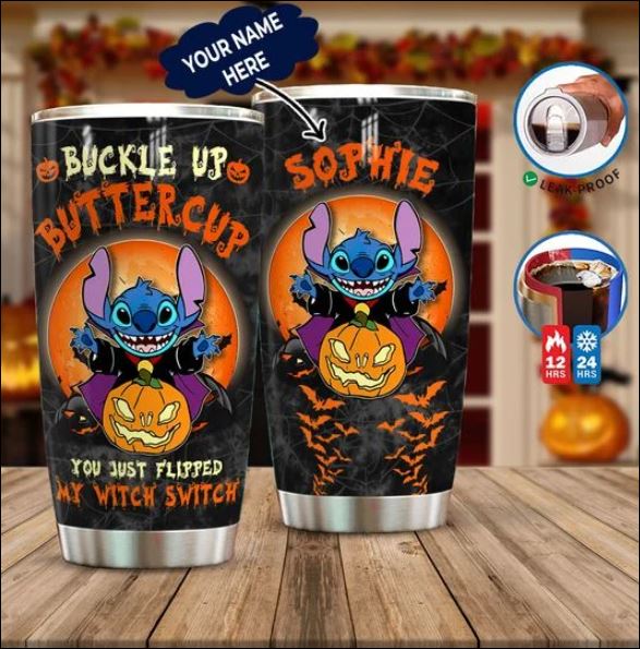 Personalized Halloween Stitch buckle up buttercup tumbler – dnstyles