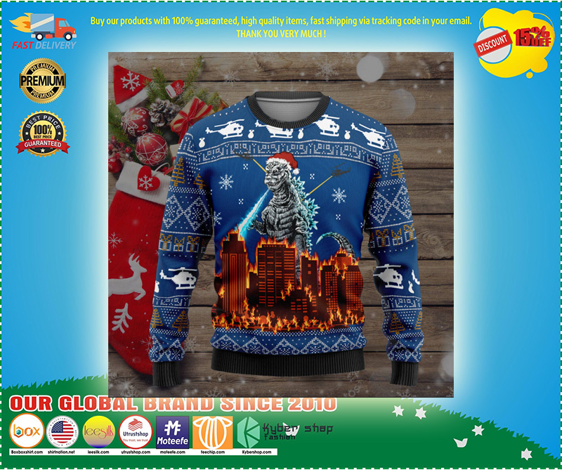 Godzilla Skull Santa Clause christmas sweater 2