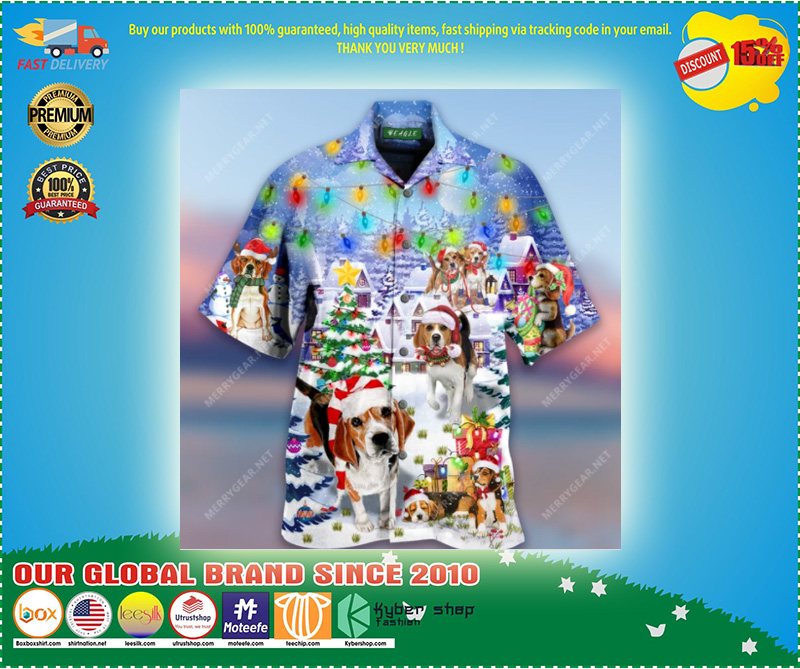 Merry Beagle Christmas Unisex Hawaiian Shirt 3