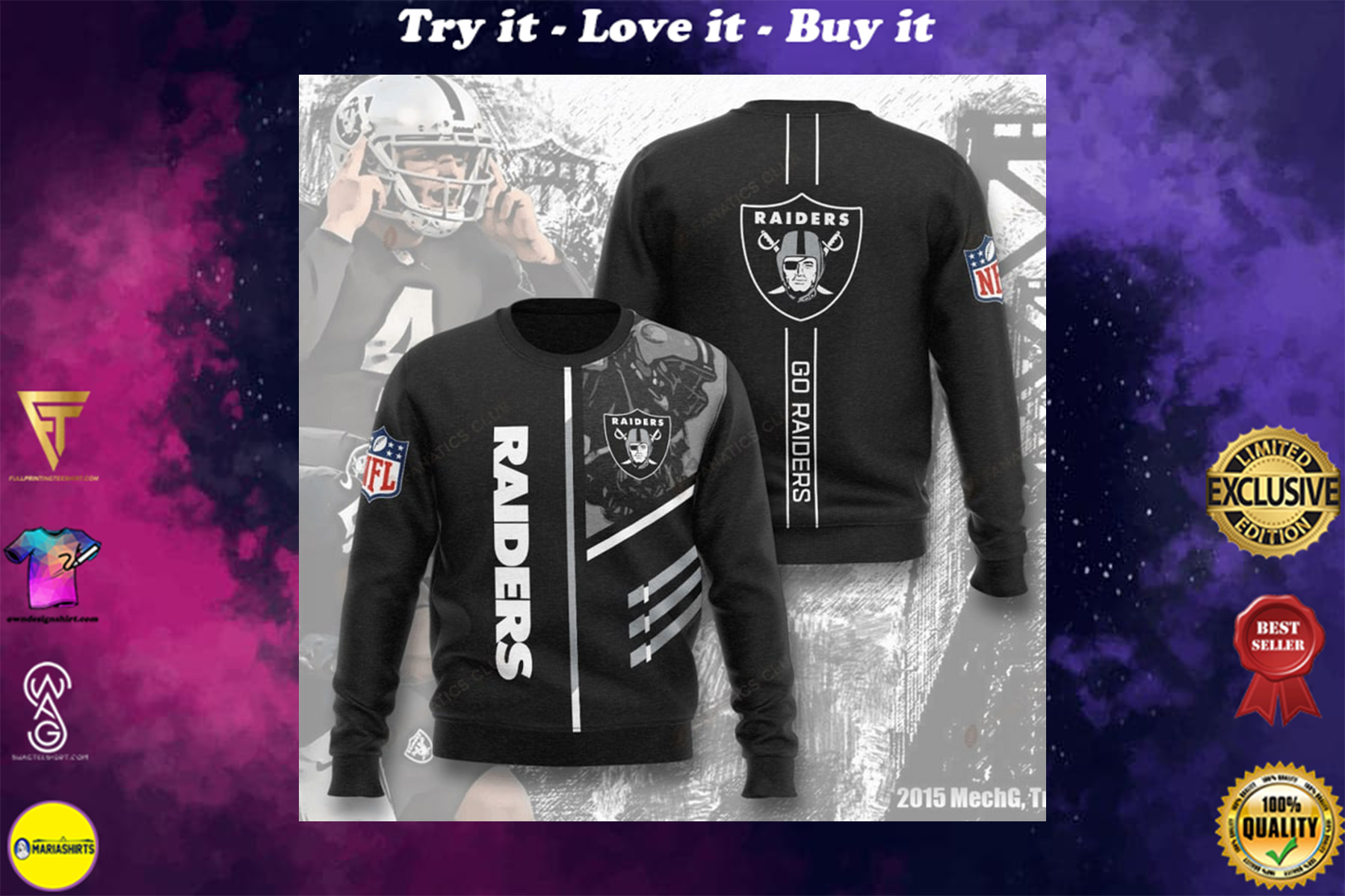 [special edition] national football league oakland raiders go raiders full printing ugly sweater – maria