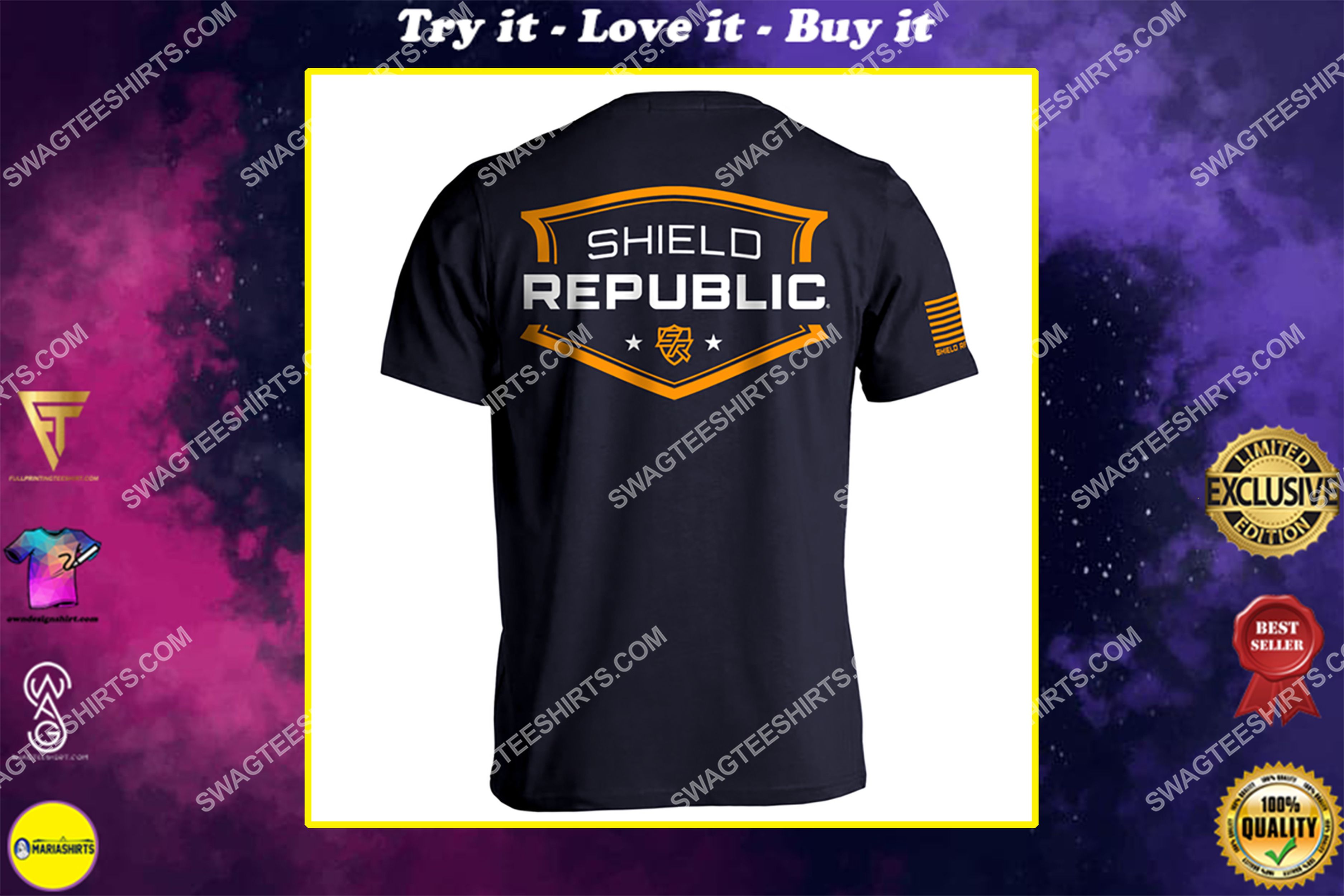 [special edition] shield republic badge political full print shirt – maria