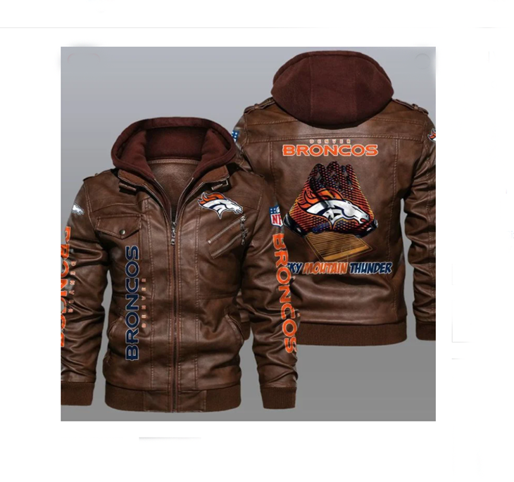 Denver Broncos Logo Sky Mountain Thunder Leather Jacket1