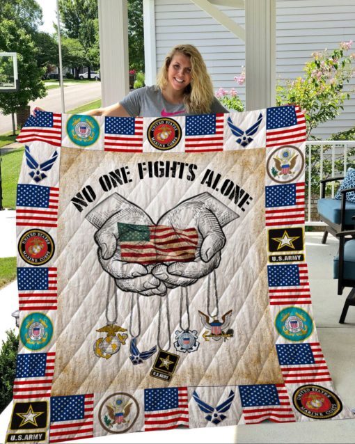 Military no one fights alone veteran quilt 1