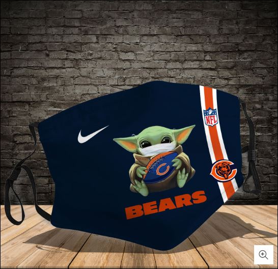 Baby Yoda hug Chicago Bears NFL face mask