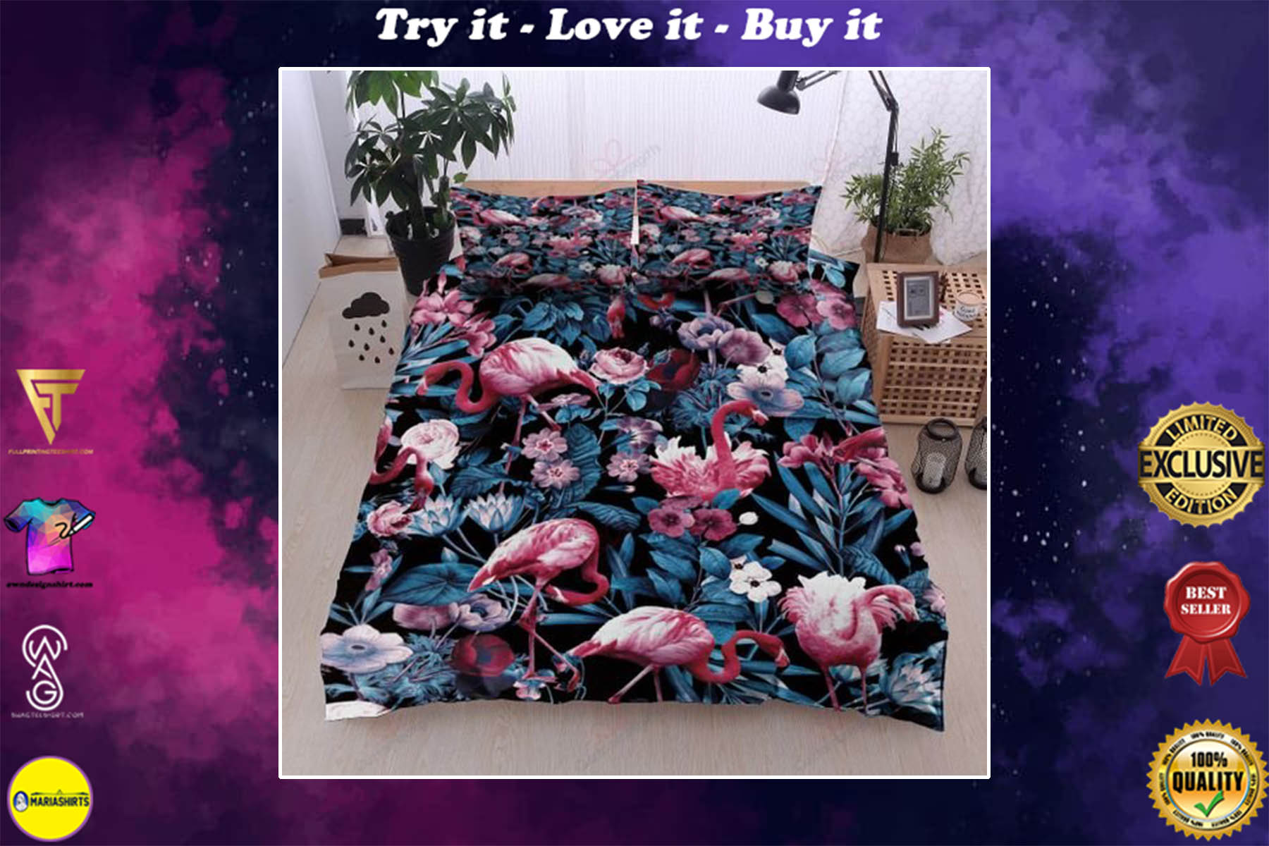 [special edition] flamingo tropical bedding set – maria