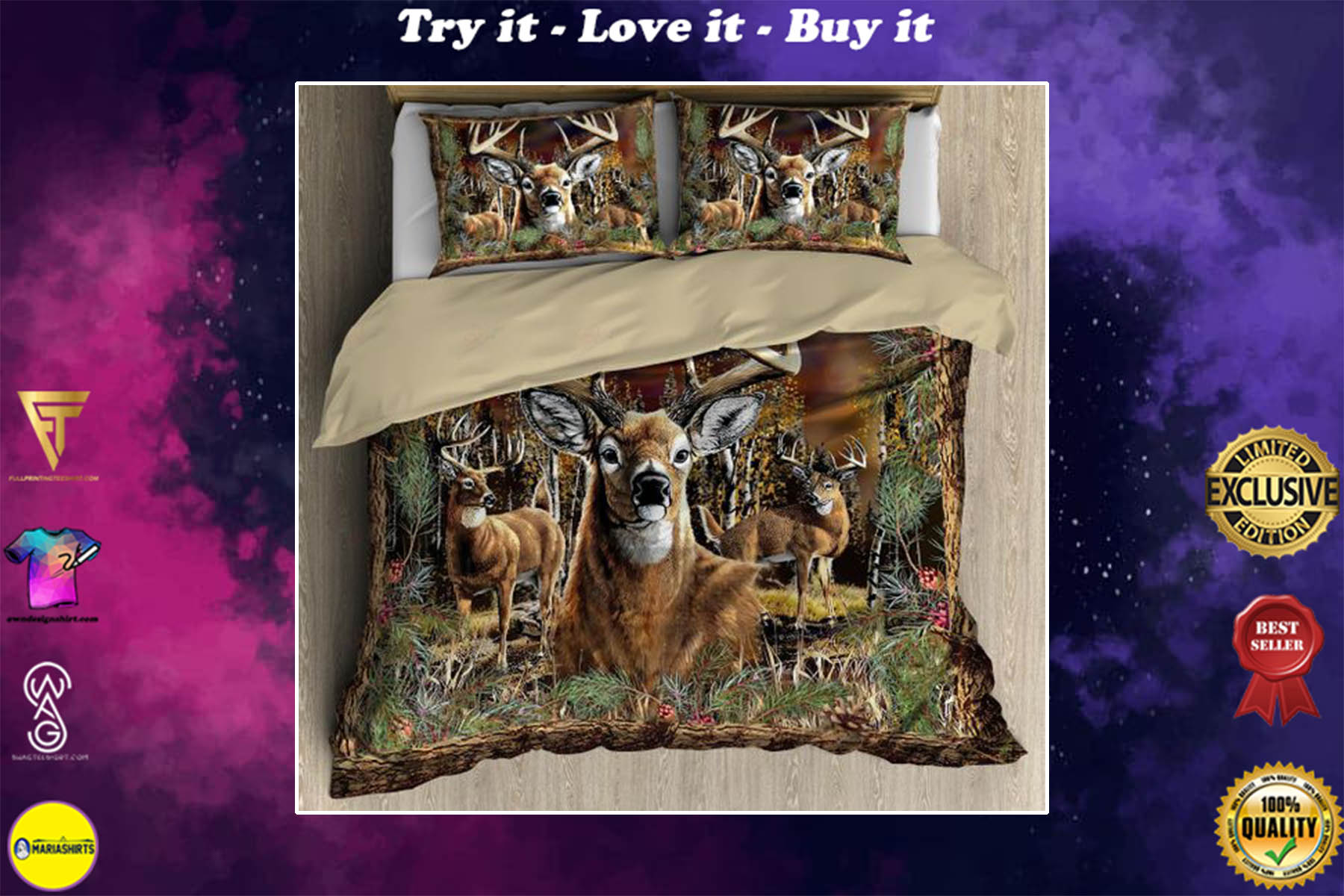 [special edition] deer hunter love hunting bedding set – maria