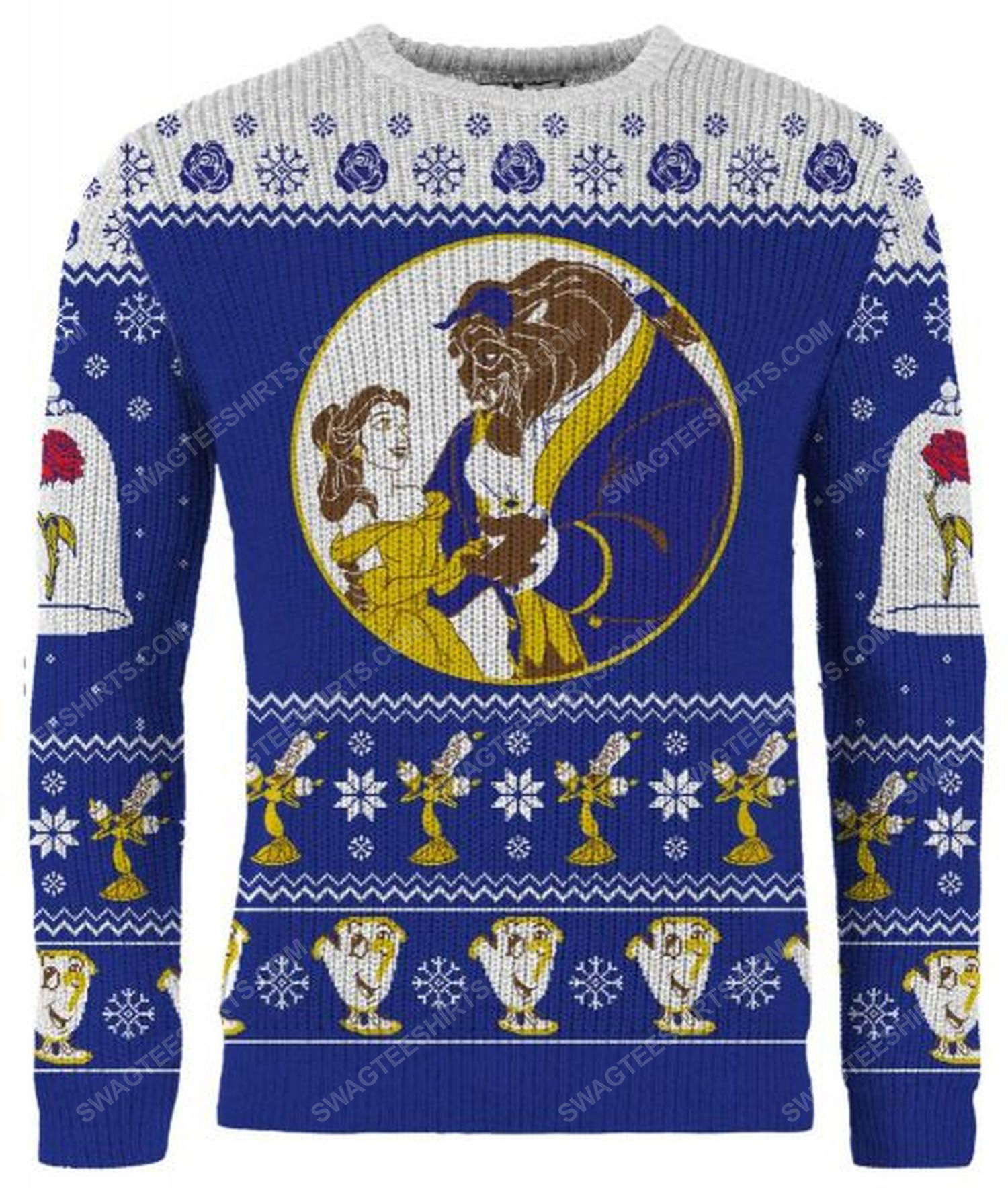 [special edition] Christmas holiday beauty and the beast full print ugly christmas sweater – maria