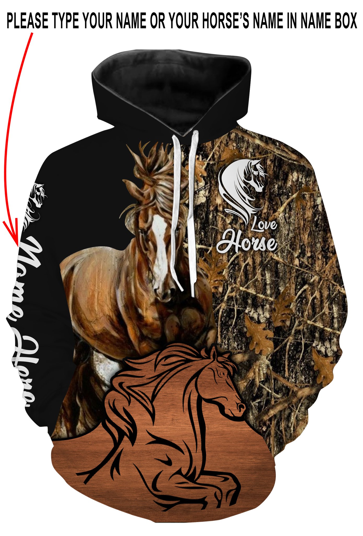 Love horse personalized full printing hoodie 1