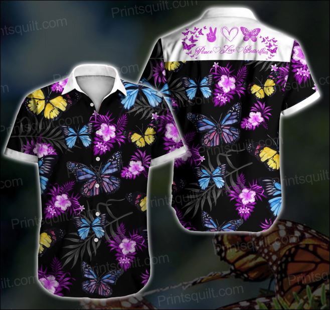 Peace love Butterflies hawaiian shirt