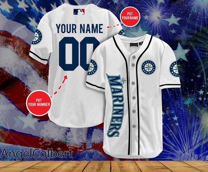 Seattle Mariners Personalized Name And Number Baseball Jersey Shirt - White