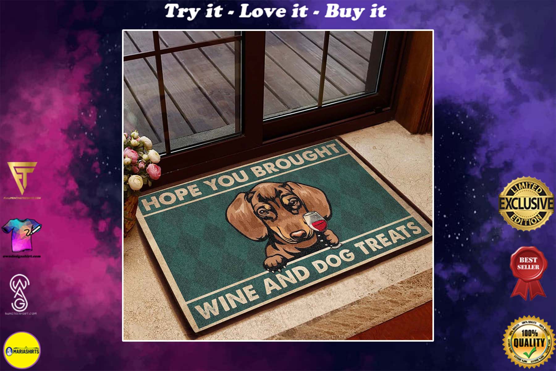 vintage dachshund hope you brought wine and dogs treats doormat