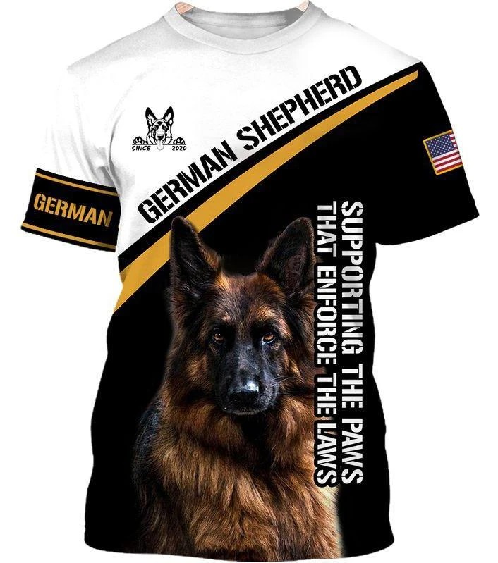 German Shepherd Supporting the paws That enforce the laws 3D shirt