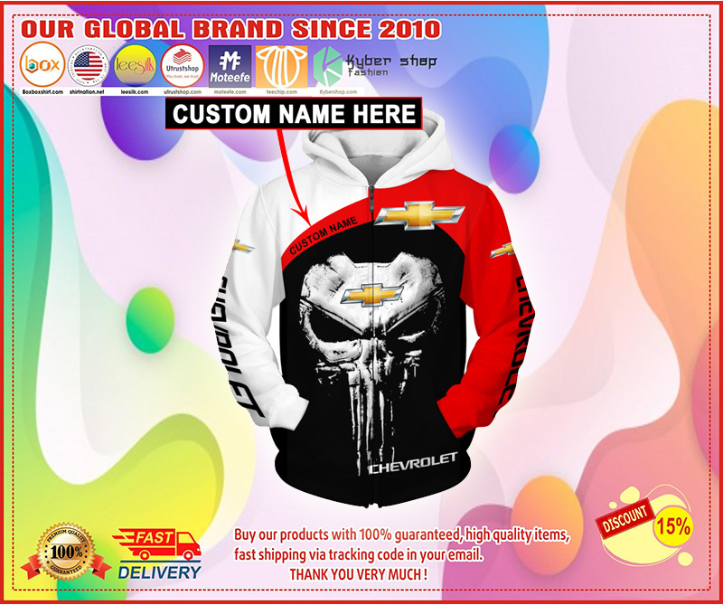 Skull Chevrolet 3d hoodie custom personalized name and zip hoodie