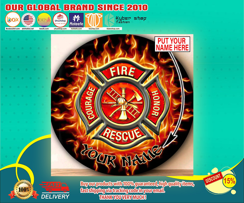 Firefighter Circle Round Rug Custom personalized name 4