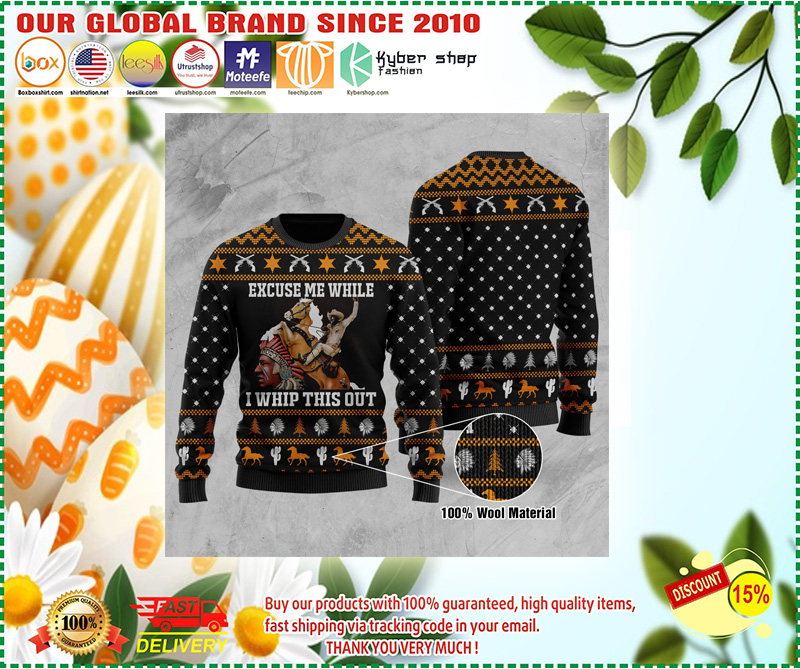 WHILE I WHIP THIS OUT 100% WOOL MATERIAL UGLY SWEATER 2