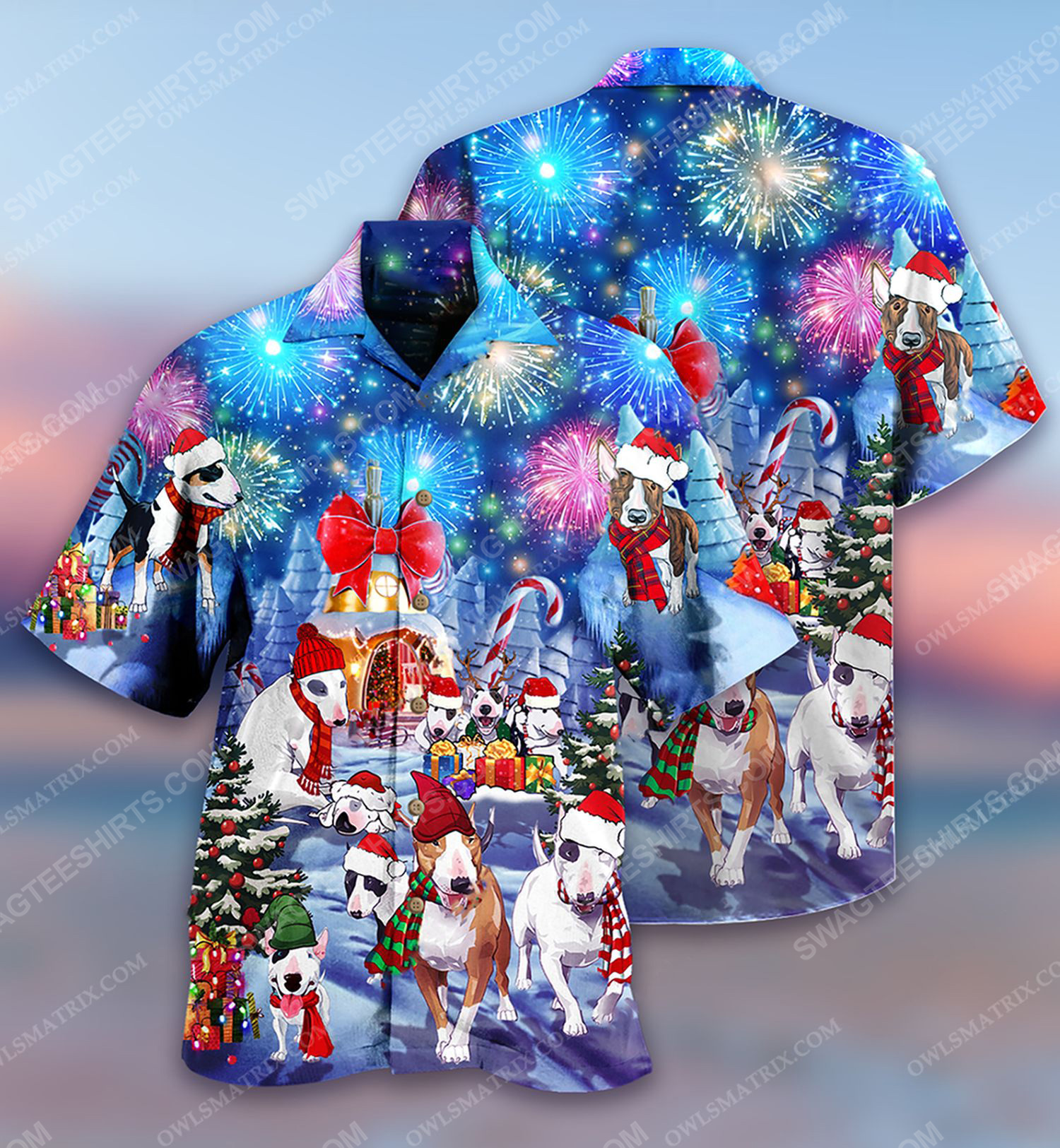 Christmas holiday and bull terrier dog full print hawaiian shirt 1 - Copy (2)