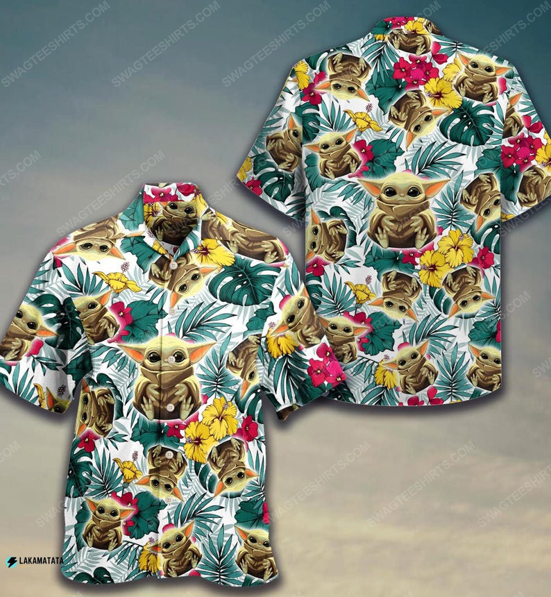 Tropical baby yoda star wars movie hawaiian shirt 1