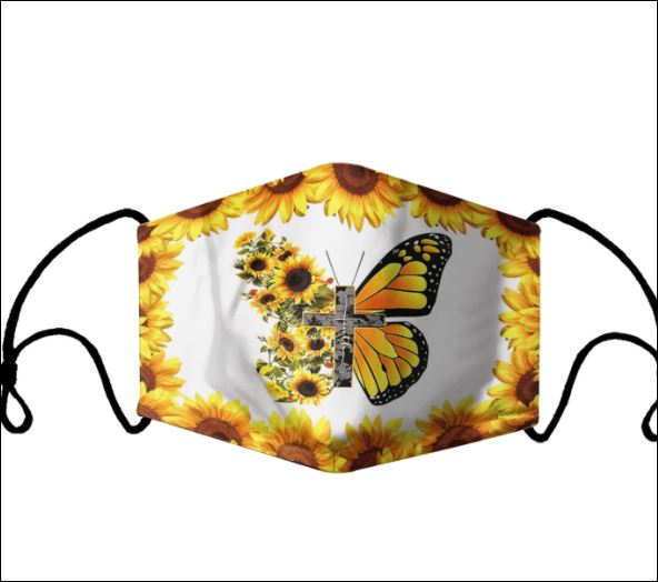 Jesus sunflower butterfly face mask