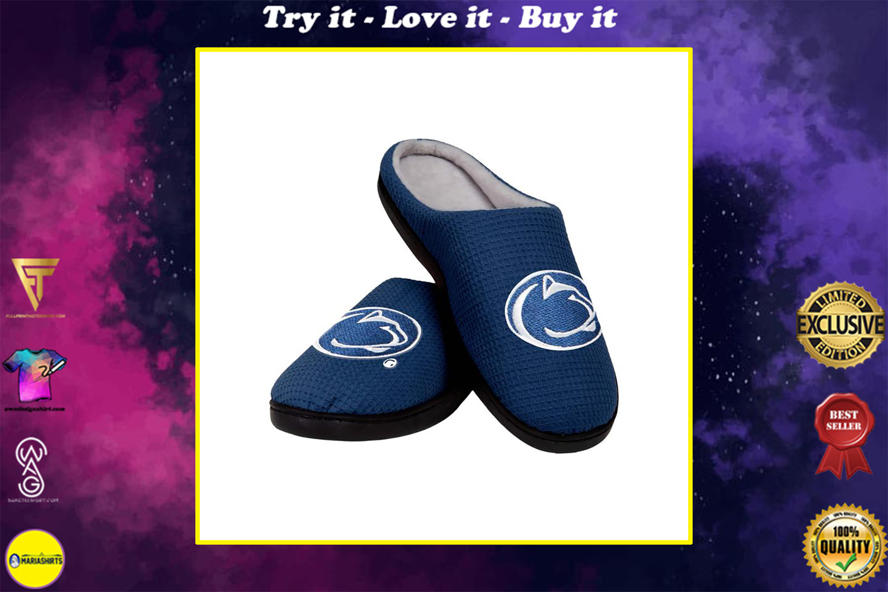 [special edition] penn state nittany lions football full over printed slippers – maria