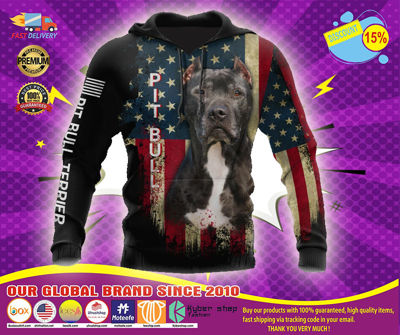 Pit Bull Terrier American Flag 3D HOODIE1