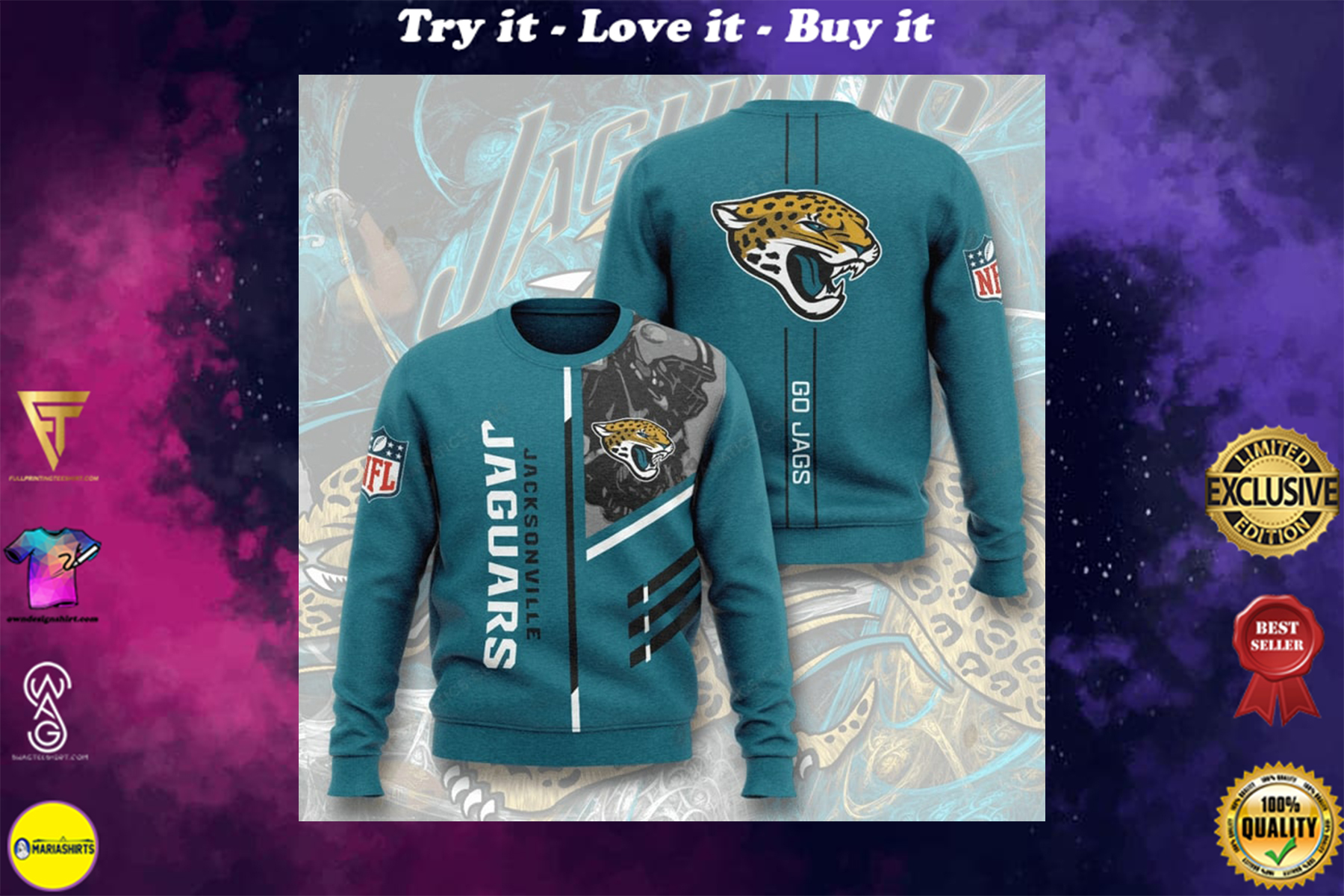 [special edition] national football league jacksonville jaguars go jags full printing ugly sweater – maria