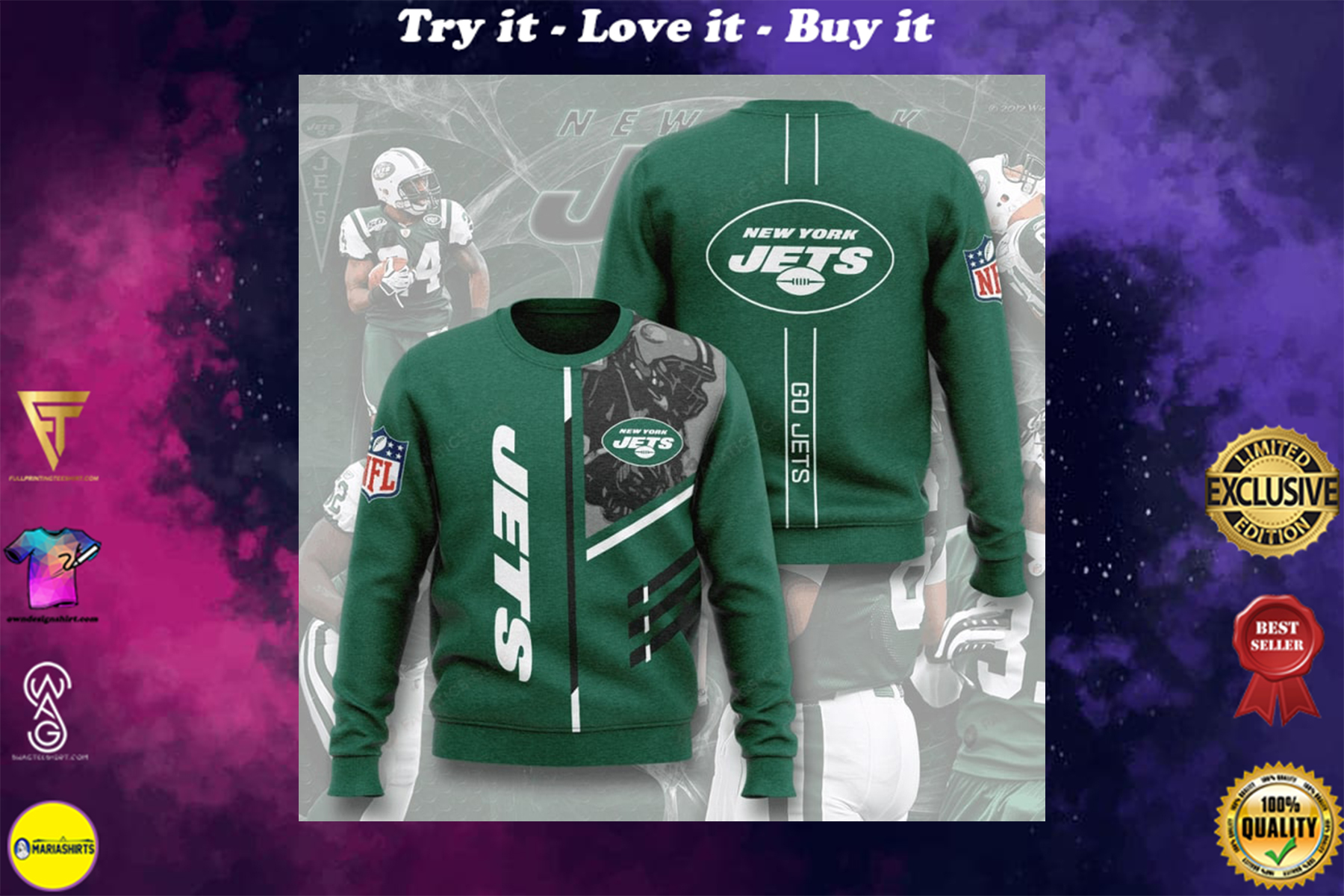 national football league new york jets go jets full printing ugly sweater