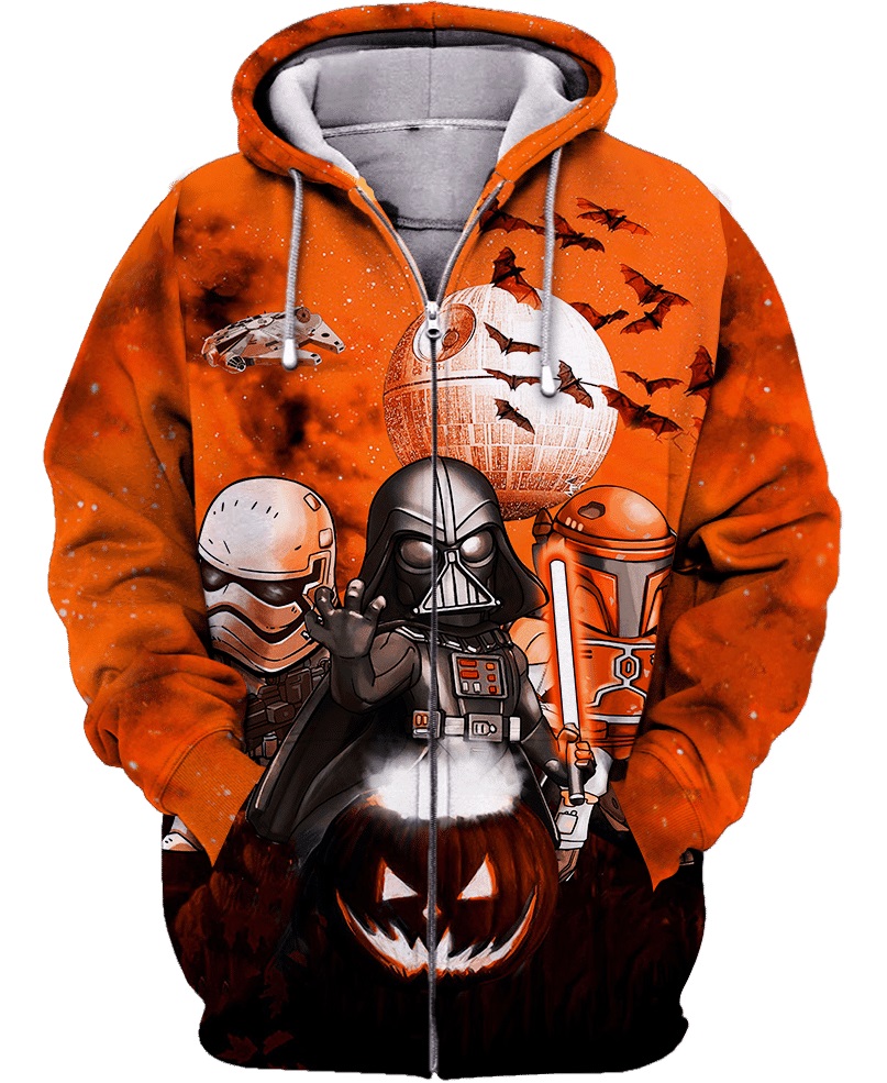 Star Wars Darth Vader Boba Fett Stormtrooper halloween night 3d zip hoodie
