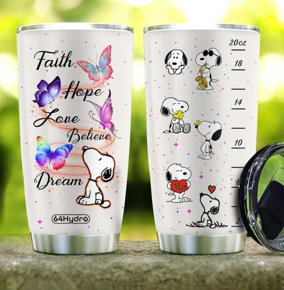 Snoopy faith hope love believe dream tumbler – dnstyles