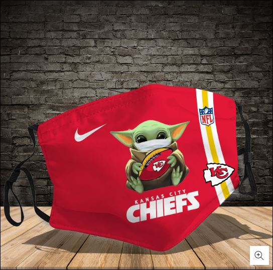 Baby Yoda hug Kansas City Chiefs NFL face mask