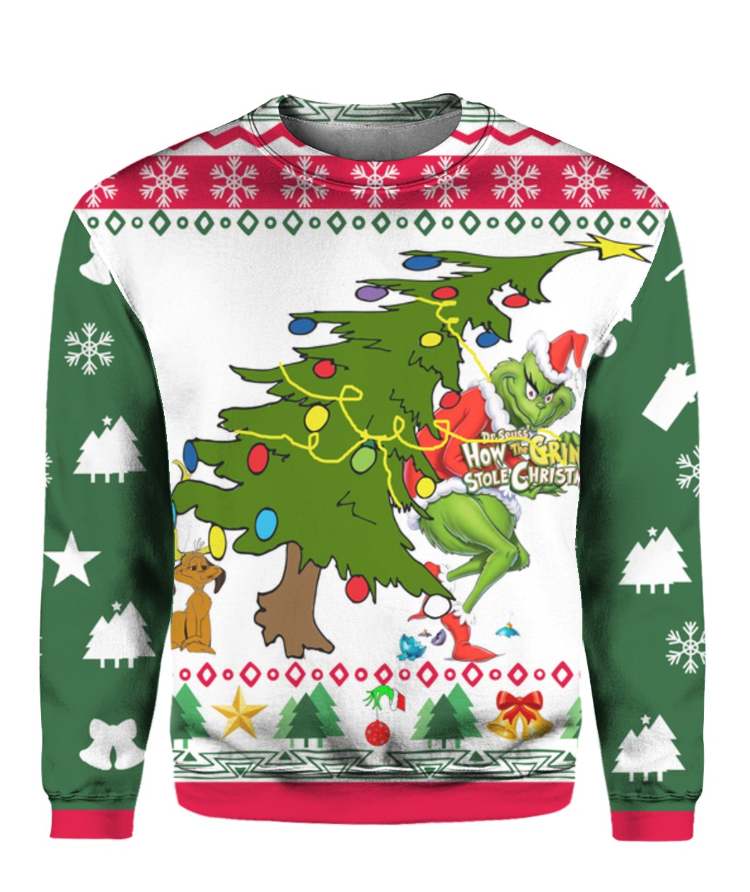 The grinch stole christmas tree full printing ugly christmas sweater – maria