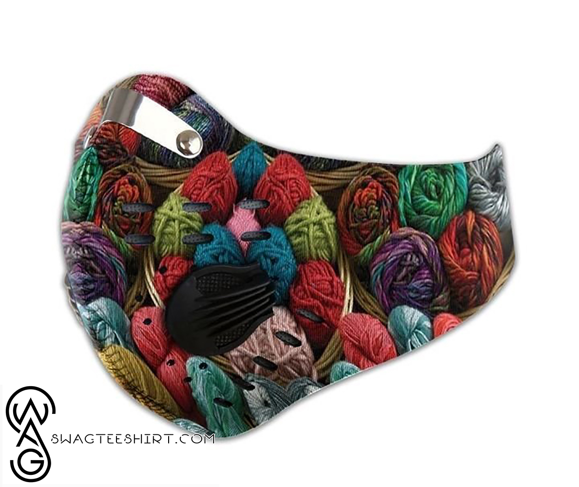 Knitting basket yarn filter carbon face mask – maria