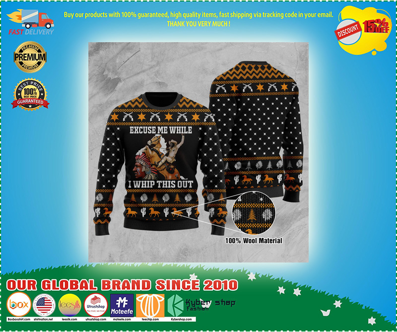 WHILE I WHIP THIS OUT 100% WOOL MATERIAL UGLY SWEATER 1