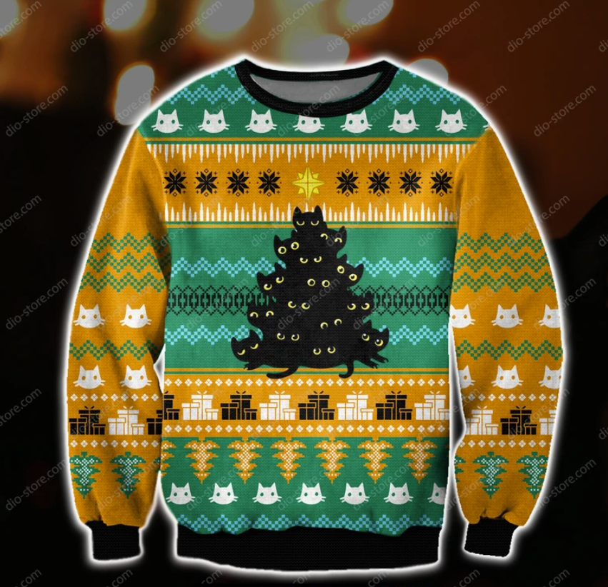 Cats christmas tree ugly sweater