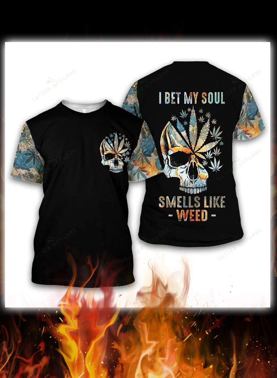 Skull I bet my soul smells like weed 3d hoodie, shirt 2