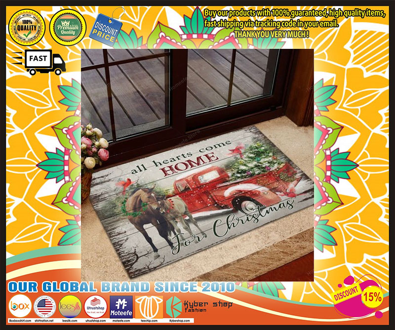 Horse all hearts come home Christmas doormat 3
