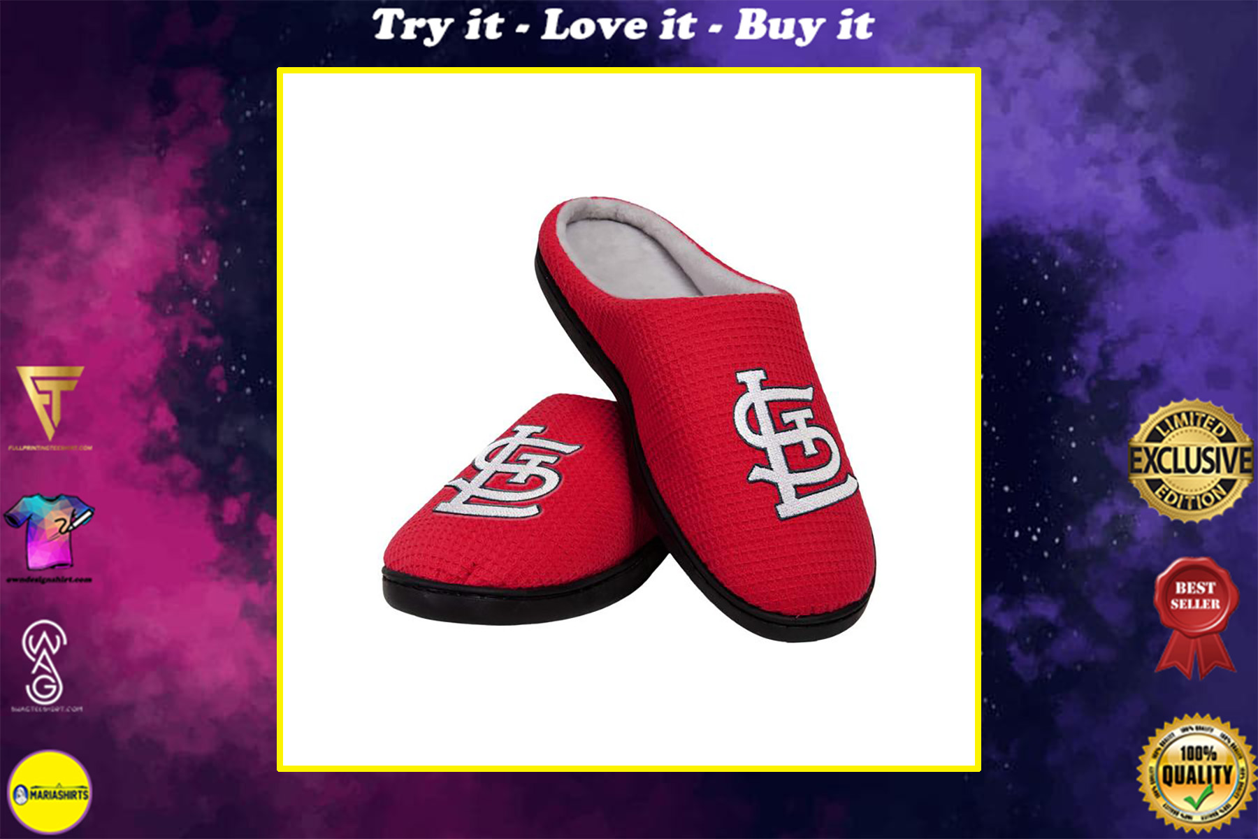 major league baseball st louis cardinals full over printed slippers