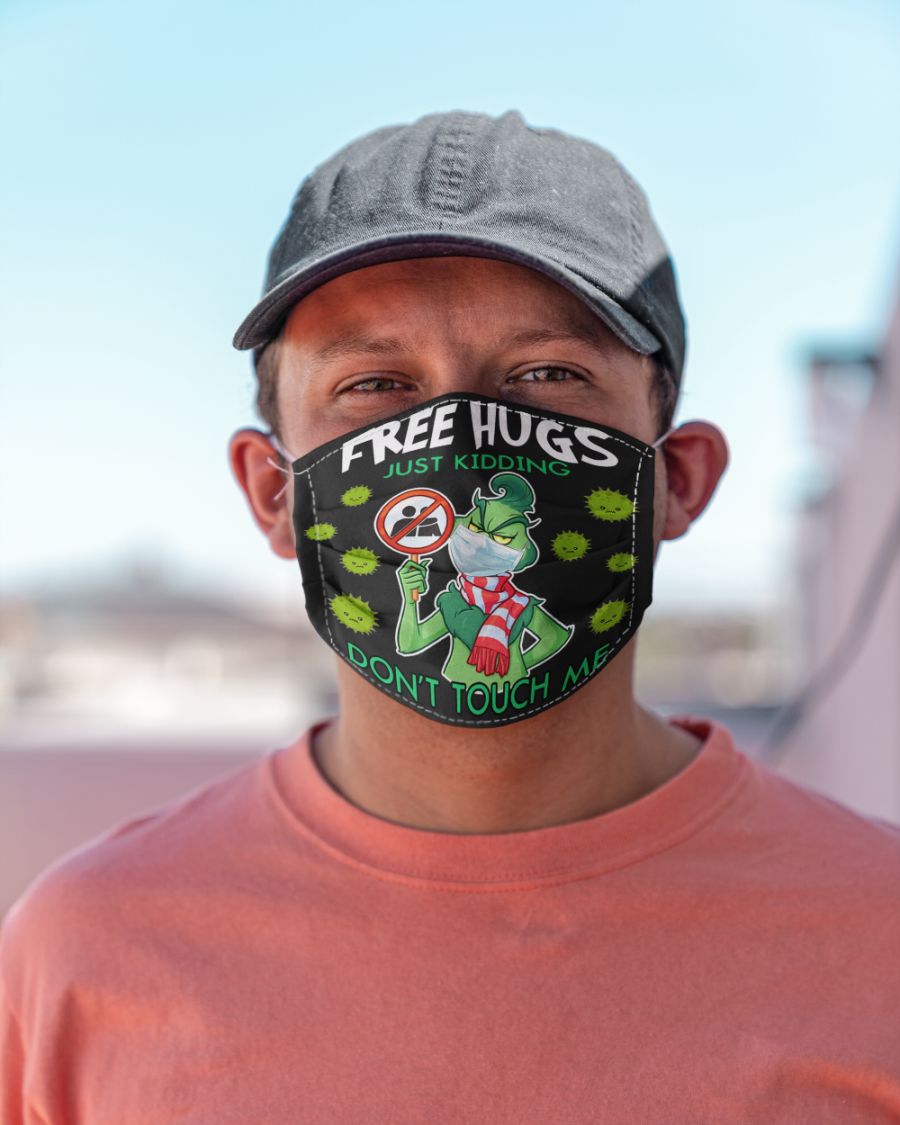 Free hugs just kidding don't touch me face mask boy