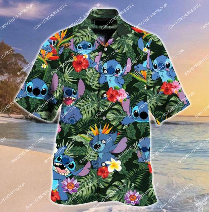 summer vacation stitch and lilo full printing hawaiian shirt