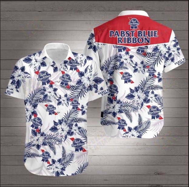Pabst Blue Ribbon Beer logo hawaiian shirt