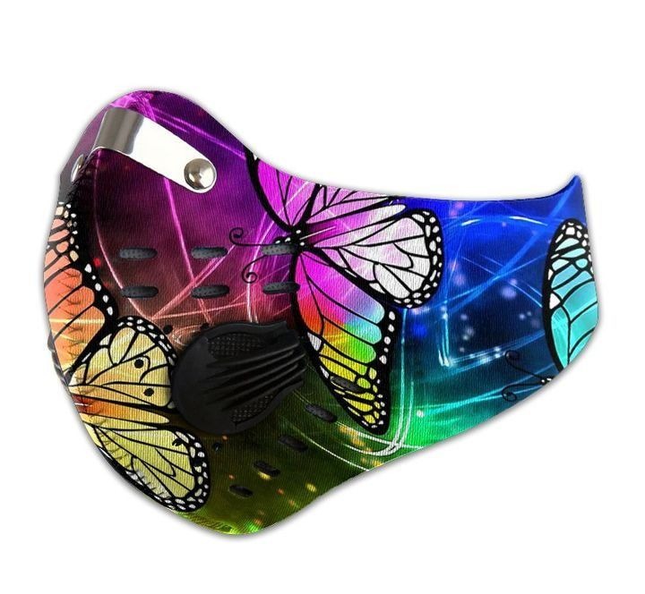 Butterfly Colorful Butterflies Filter Activated Carbon Pm 2.5 Fm Face Mask