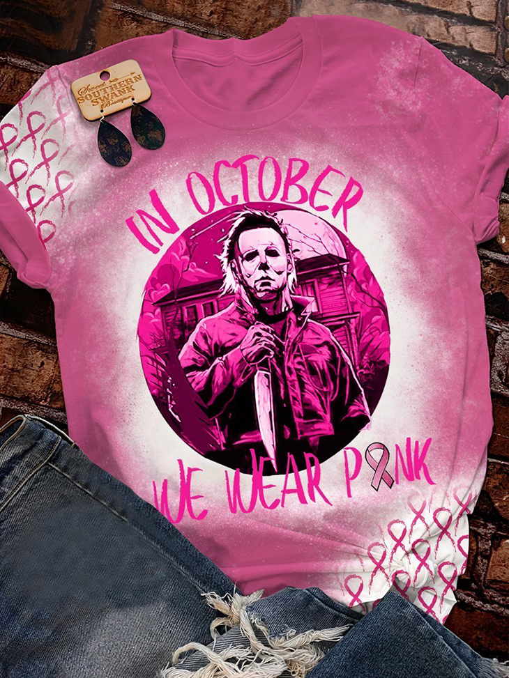 Bleached Michael Myers In October We Wear Pink shirt – LIMITED EDITION