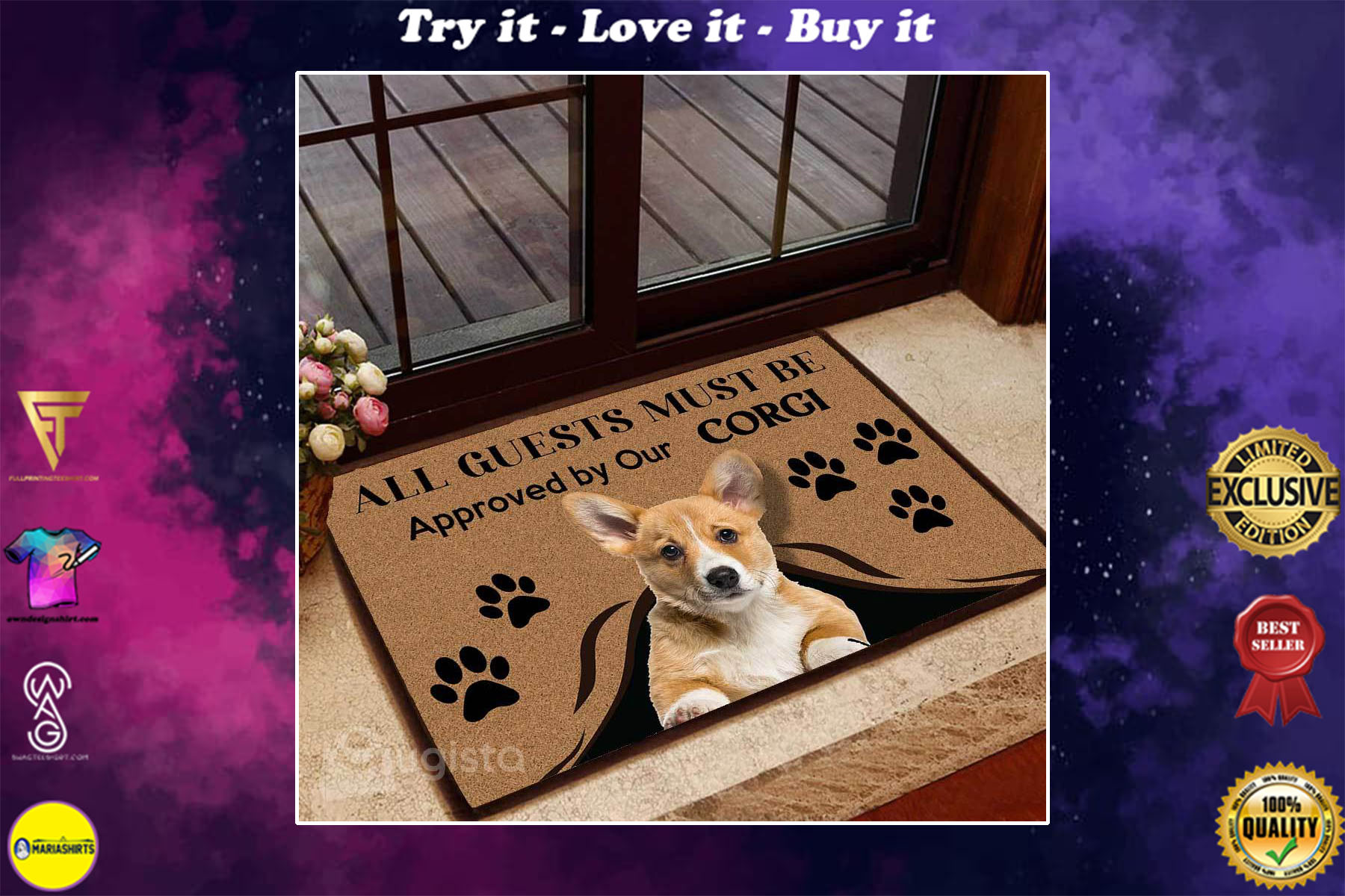 [special edition] all guests must be approved by our corgi doormat – maria