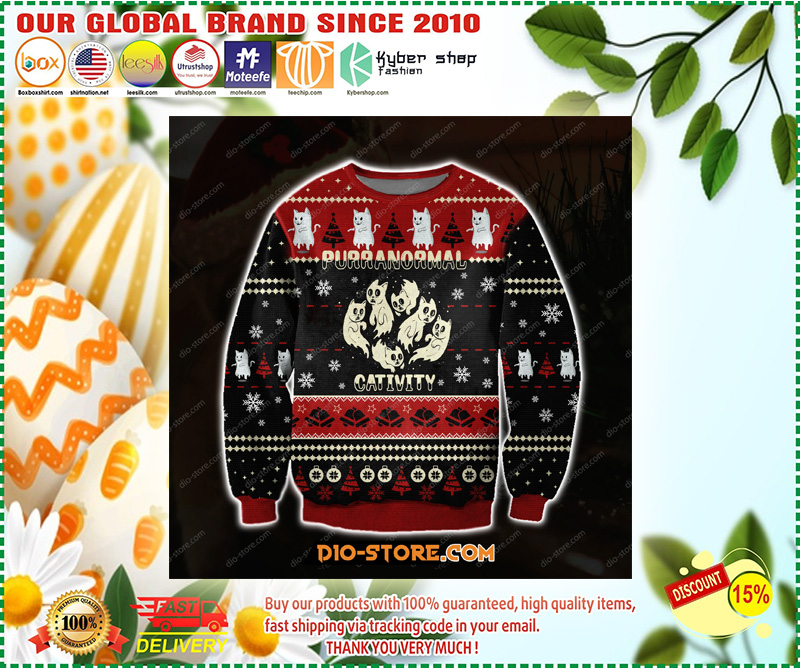 PURRANORMAL CATIVITY 3D ALL OVER PRINT UGLY CHRISTMAS SWEATER 1