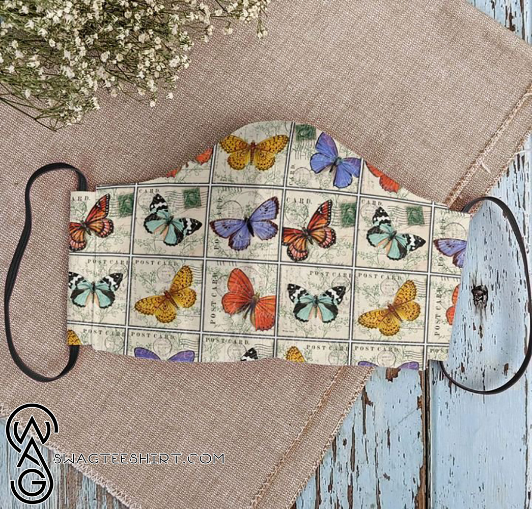 Vintage butterfly collection all over printed face mask – maria