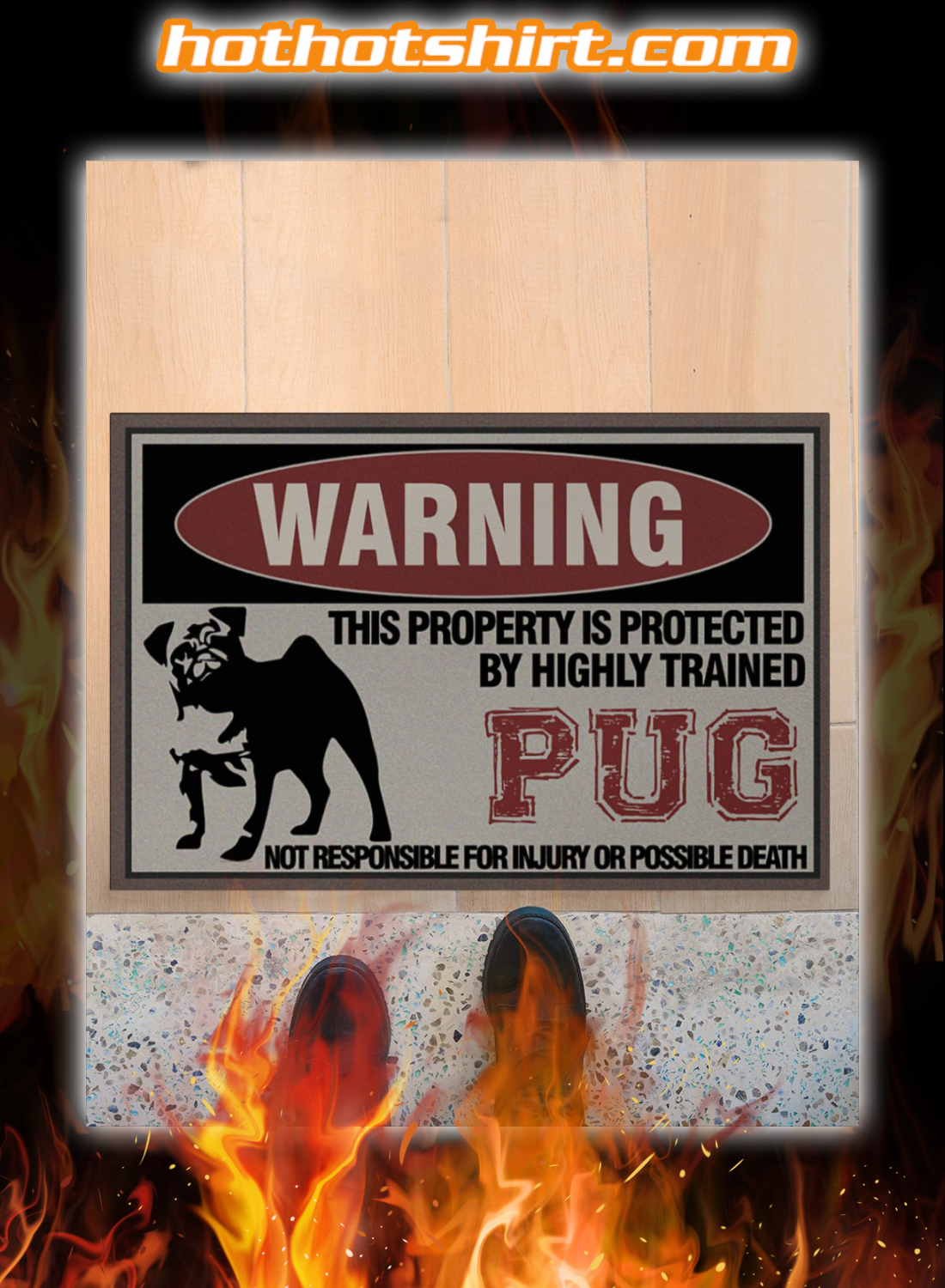 Warning Highly Trained Pug Protected This Property Doormat 1