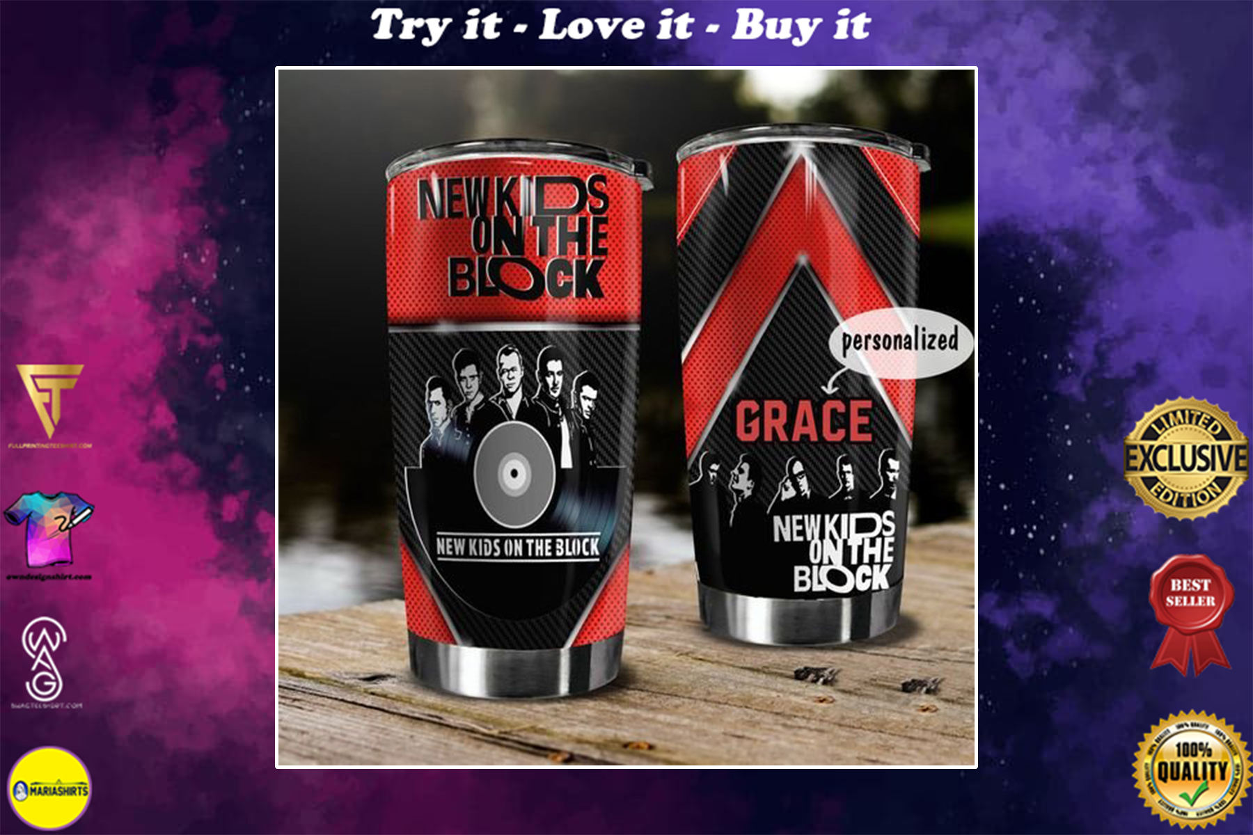 [special edition] custom name new kids on the block tumbler – maria